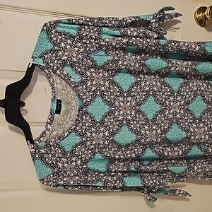 Aqua, white & navy Tacera Dress